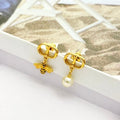 Dior CD Pearl Floral Asymmetric Stud Earrings