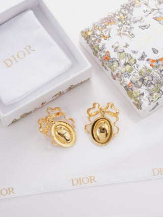 Dior Floral Medallion Gold Stud Earrings