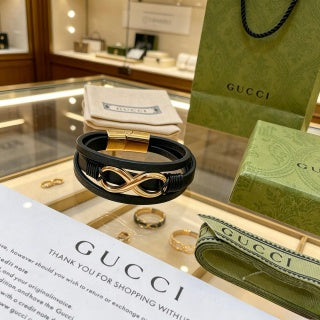 Gucci Interlocking G Leather Wrap Bracelet