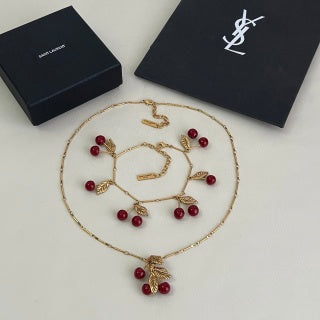 YSL Cherry Charm Gold Chain Bracelet