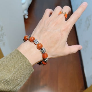 Gucci Interlocking G Red Bead Medallion Bracelet