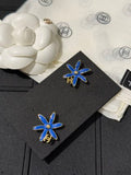 Chanel Blue Floral CC Stud Earrings – Elegant Luxury Fashion Jewelry