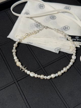 Chanel Irregular Pearl Double-C Necklace