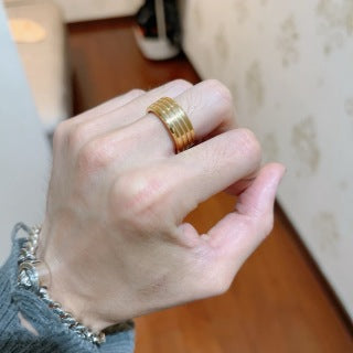 Bvlgari Gold Multi-Layer Band Ring – Elegant Luxury Jewelry