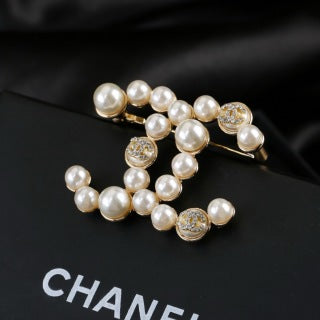 CHANEL Pearl Crescent CC Statement Brooch