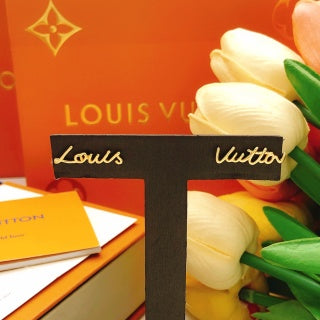 Louis Vuitton Signature Script Letter Stud Earrings
