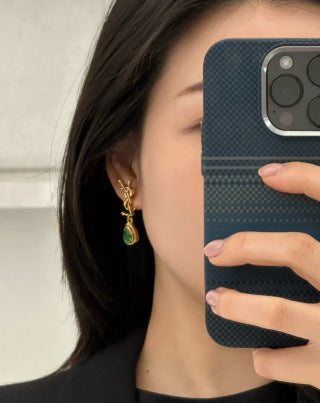 YSL Turquoise Teardrop Monogram Drop Earrings