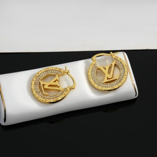 Louis Vuitton Crystal Medallion Hoop Stud Earrings
