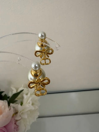 Dior Perle Noeud Pearl Bow Earrings