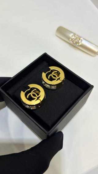 Chanel Square-Cut Diamond and Circle Earrings