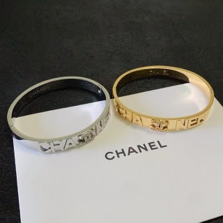 CHANEL Celinea Dual-Tone Letter Bangle