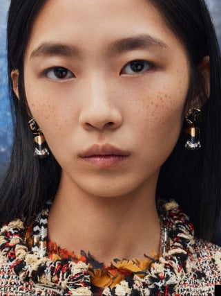 CHANEL Noir Lipstick CC Drop Earrings