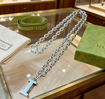 Gucci Interlocking G Letter Pendant Chain Necklace