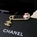 CHANEL Seraphine Pink Accent Safety Pin Brooch