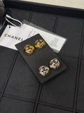 Chanel Vintage Round Signature Earrings