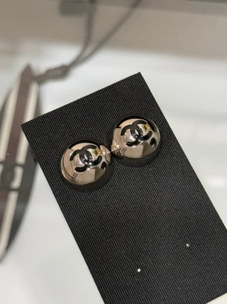 Chanel Vintage Round Signature Earrings