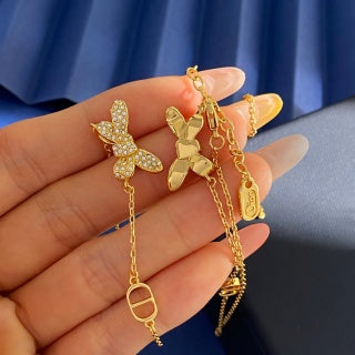 Dior Butterfly Crystal Charm Necklace