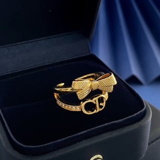 Dior Butterfly Oblique Crystal Ring