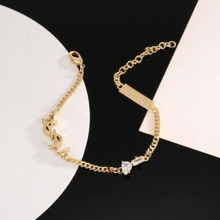 YSL Crystal Tag Chain Bracelet