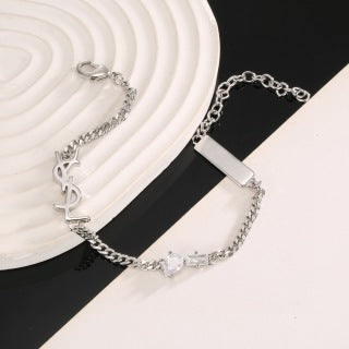 YSL Crystal Tag Chain Bracelet