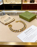 Gucci Interlocking G Twisted Chain Crystal Link Bracelet
