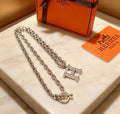 Hermès Chaine d’Ancre H Pavé Toggle Necklace