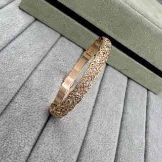 CHANEL Pavé Lattice Cuff Bracelet