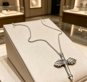 Gucci Interlocking G Winged Key Pendant Necklace