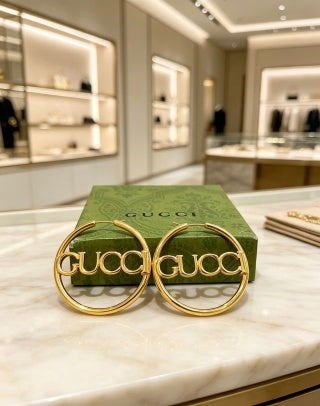 Gucci Interlocking G Hoop Logo Drop Earrings