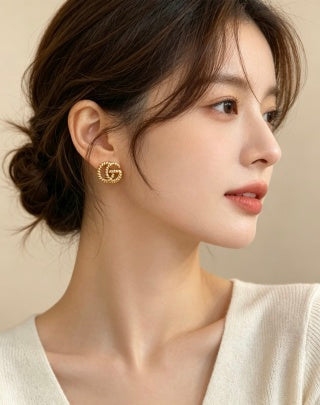 Gucci Interlocking G Twisted Rope Stud Earrings