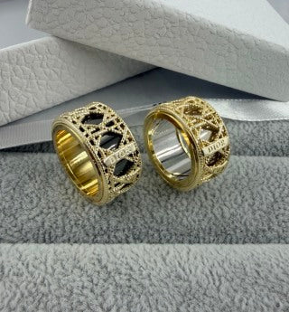 Dior Oblique Lacework Gold Band Ring