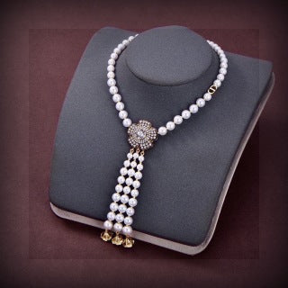 Dior Pearl Medallion Crystal Tassel Necklace