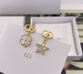 Dior Star Flower Asymmetric CD Drop Stud Earrings
