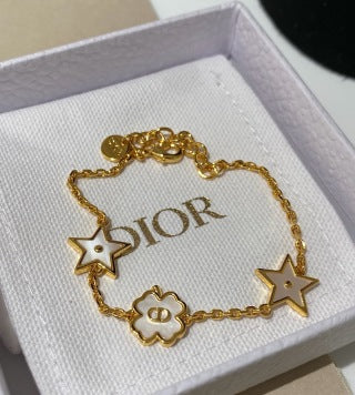 Dior Star Flower Charm Gold Chain Necklace