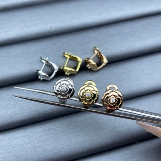 Chanel Elegant Rose Flower Stud Earrings
