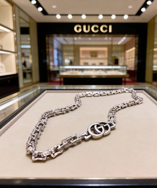 Gucci Interlocking G Geometric Link Chain Necklace