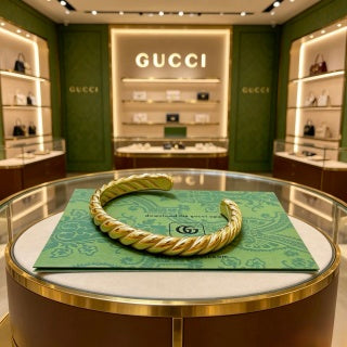 Gucci Interlocking G Twisted Chain Cuff Bracelet
