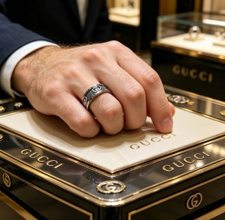 Gucci Interlocking G Filigree Engraved Wide Band Ring