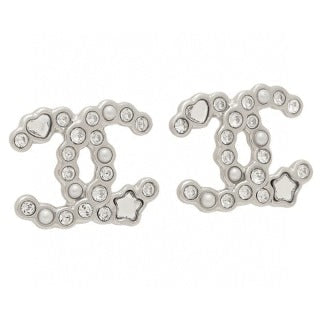 CHANEL Diamond Halo CC Stud Earrings