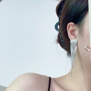 YSL Crystal Fringe Cascade Drop Earrings