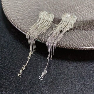 YSL Crystal Fringe Cascade Drop Earrings