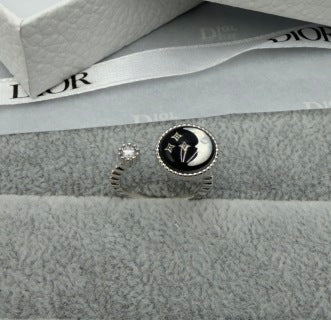 Dior Oblique Medallion Crystal Ring