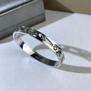 YSL Crystal Monogram Edge Cuff Bracelet