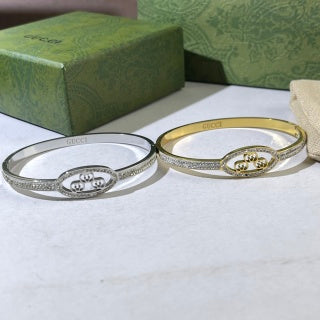 Gucci Oval Interlocking G Pavé Halo Crystal Cuff Bracelet