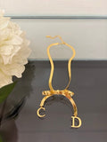 Dior Bow CD Charm Gold Chain Necklace