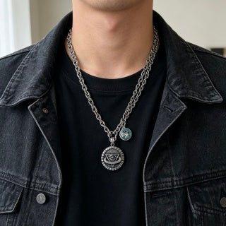 Gucci GG Compass Medallion Pendant Necklace
