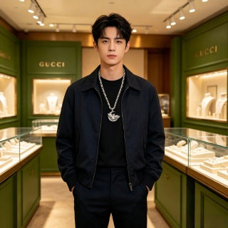 Gucci GG Shell Pendant Chain Necklace