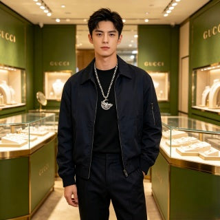 Gucci GG Shell Pendant Chain Necklace