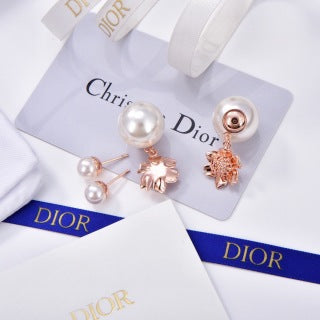 Dior Pearl Blossom Crystal Drop Stud Earrings