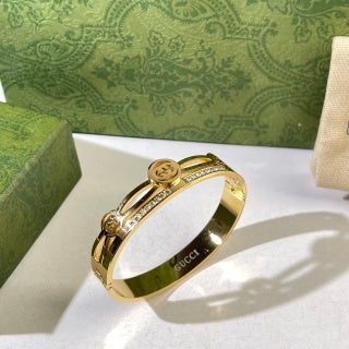 Gucci GG Crystal Double Band Cuff Bracelet